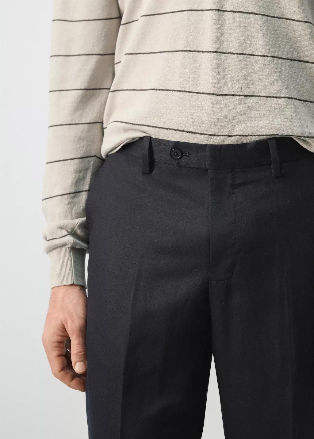 Navy Amalfi Slim Fit Suit Trousers, Navy, large image number 4