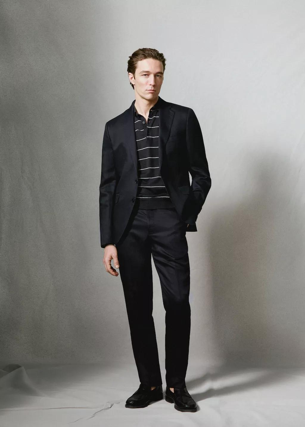 Navy Amalfi Slim Fit Suit Trousers, Navy, large image number 6