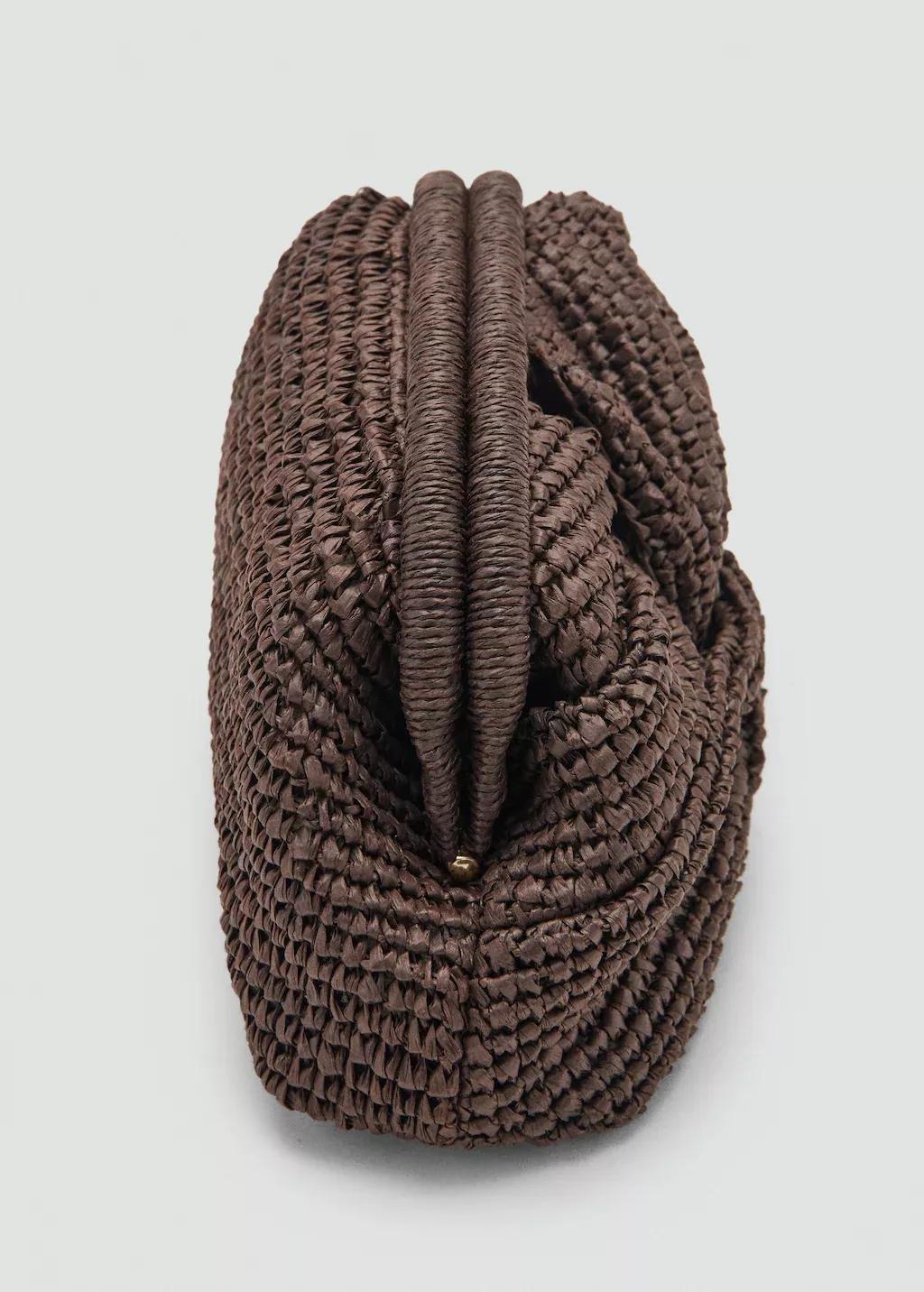 Dark Brown Natural Fibre Handbag, Dark Brown, large image number 2