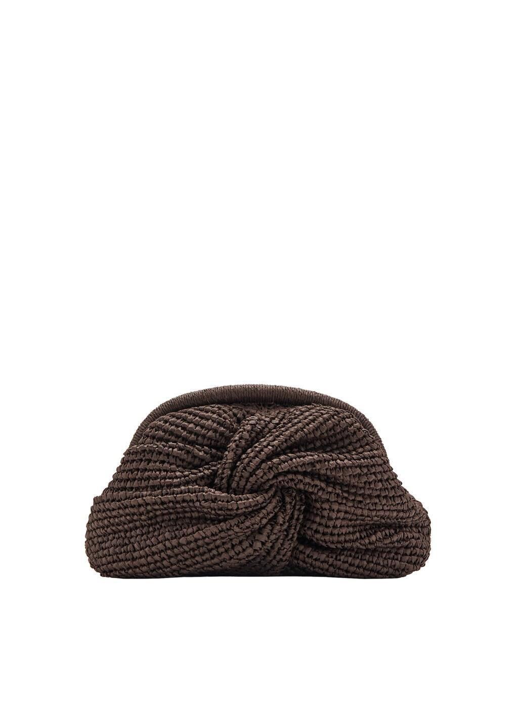 Dark Brown Natural Fibre Handbag, Dark Brown, large image number 3