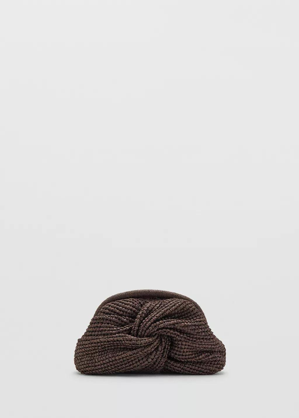 Dark Brown Natural Fibre Handbag, Dark Brown, large image number 4
