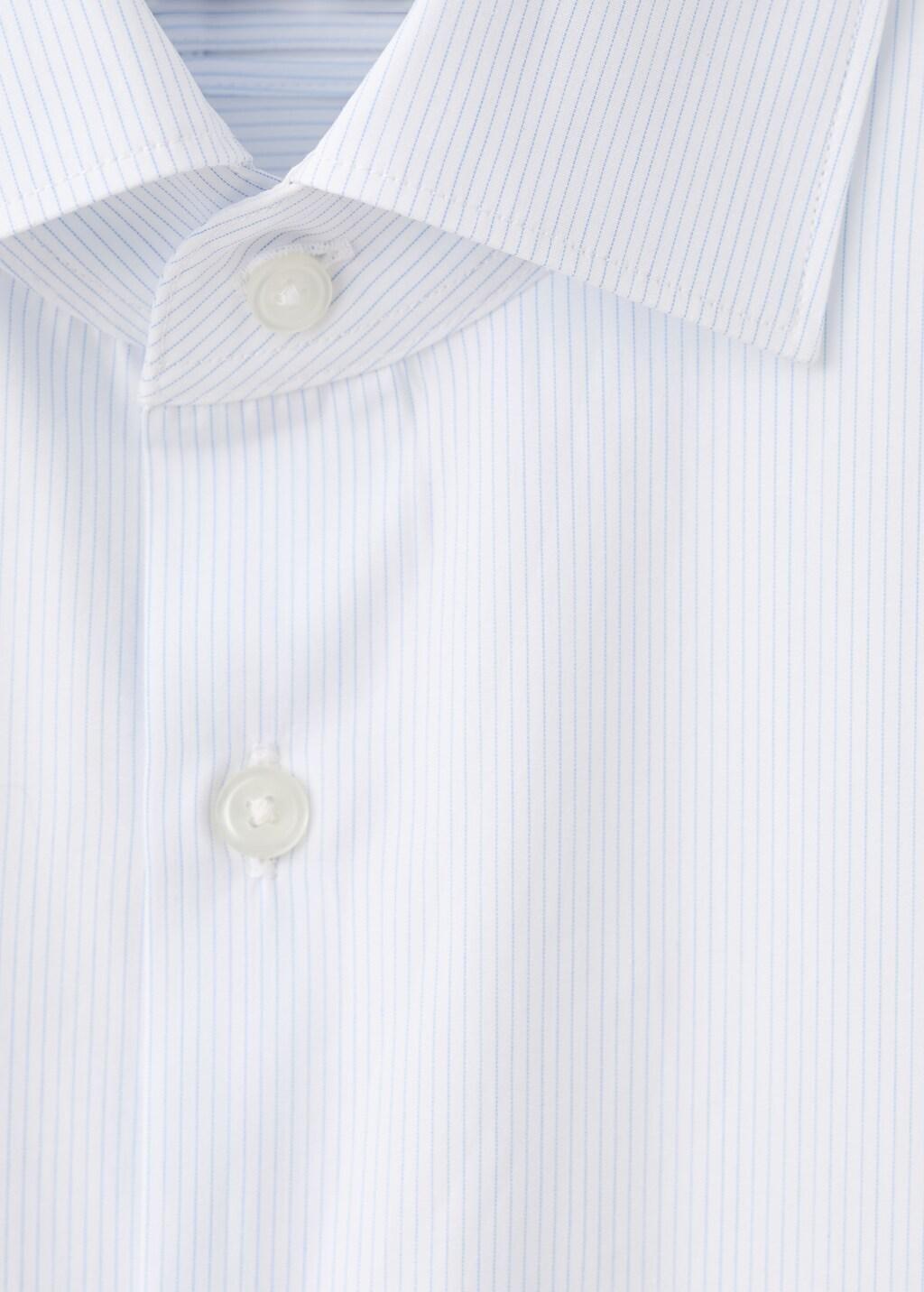 White 100% Cotton Striped Slim-Fit Shirt, White, large image number 1