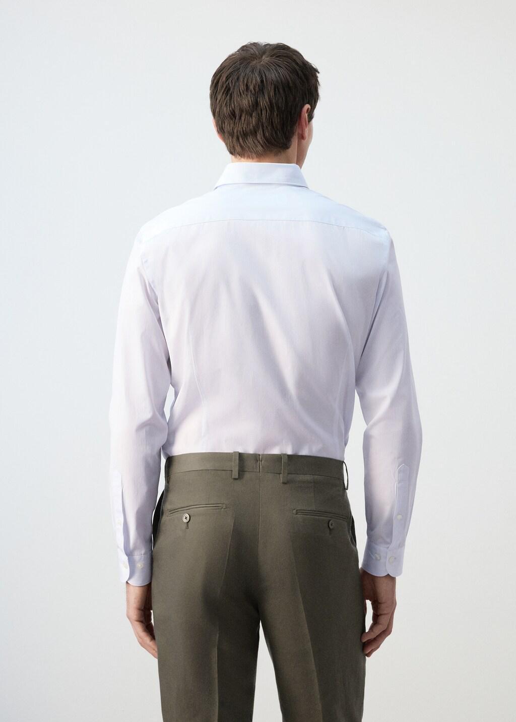 White 100% Cotton Striped Slim-Fit Shirt, White, large image number 2