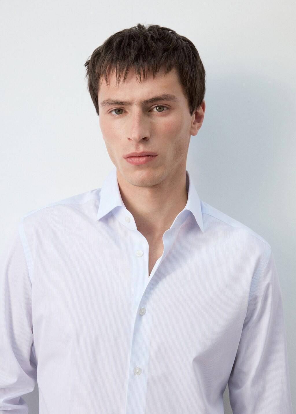 White 100% Cotton Striped Slim-Fit Shirt, White, large image number 4