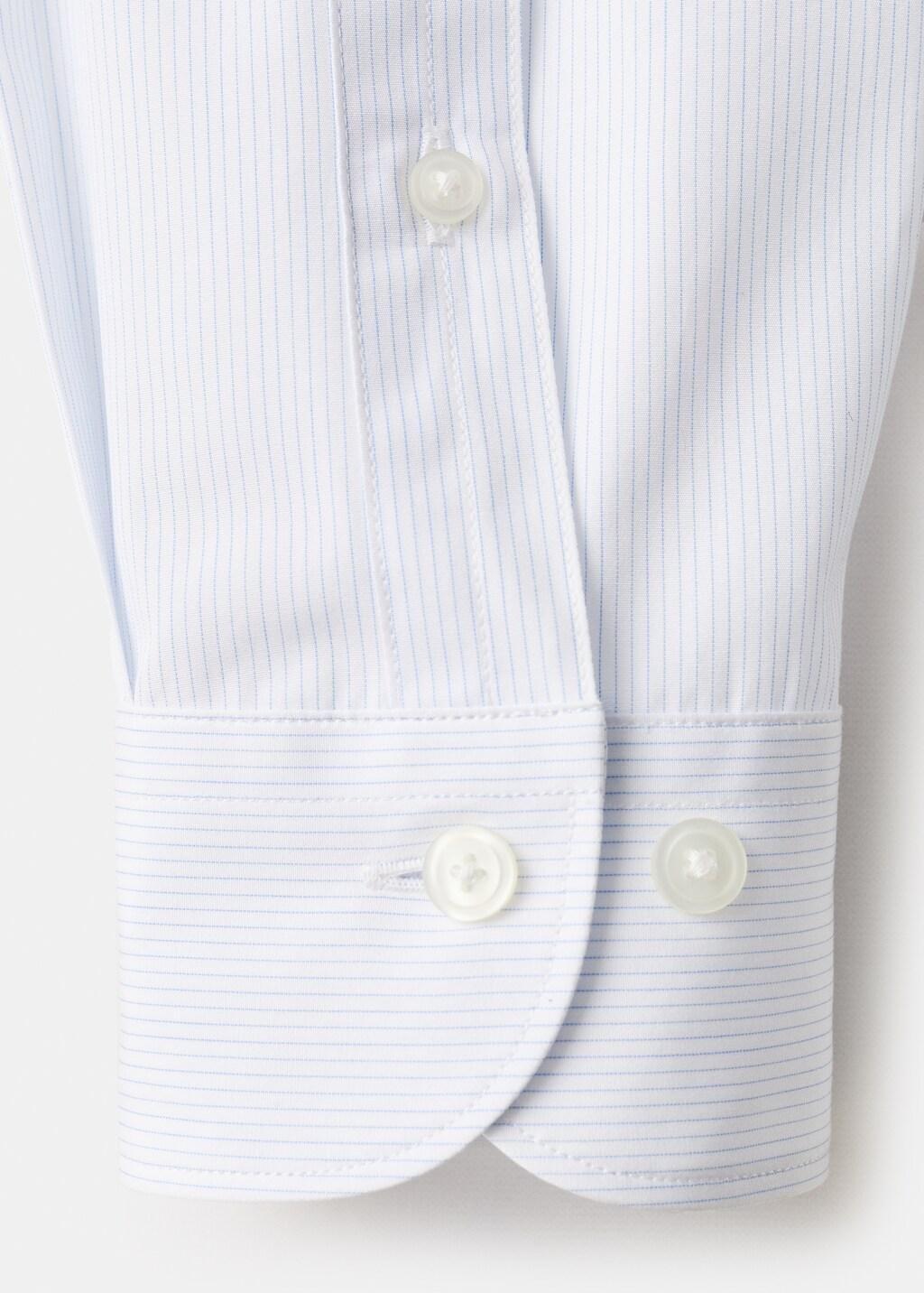 White 100% Cotton Striped Slim-Fit Shirt, White, large image number 5
