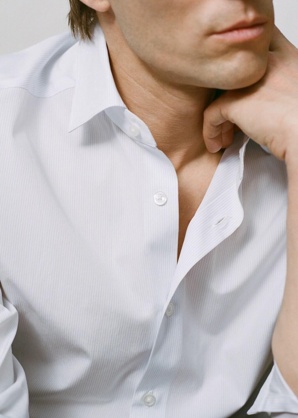 White 100% Cotton Striped Slim-Fit Shirt, White, large image number 6