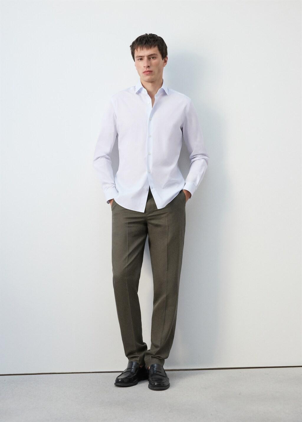 White 100% Cotton Striped Slim-Fit Shirt, White, large image number 7