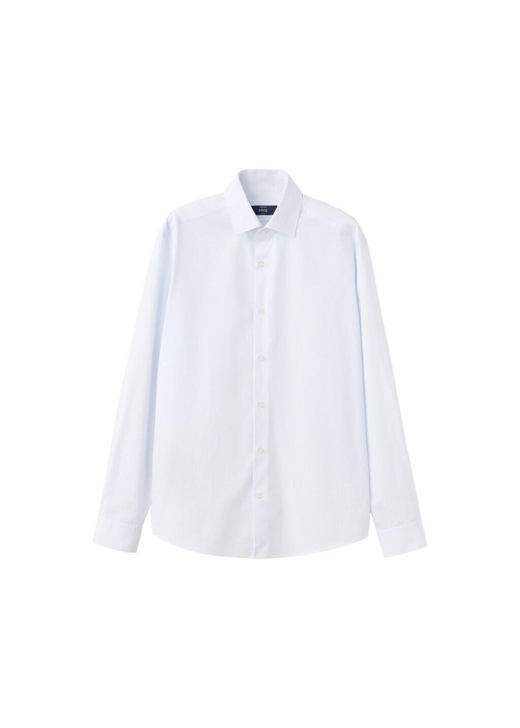 White 100% Cotton Striped Slim-Fit Shirt, White, large image number 8