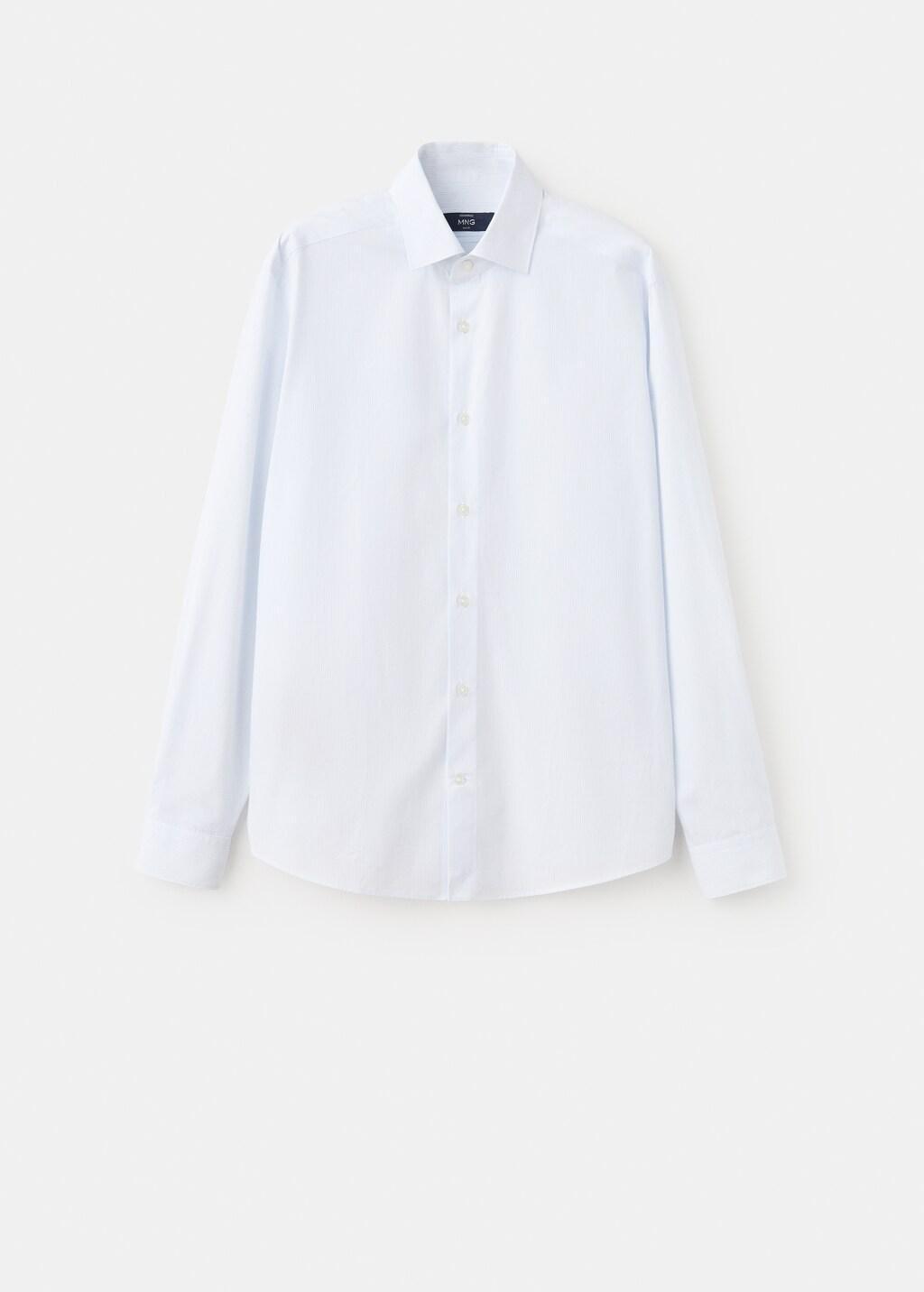 White 100% Cotton Striped Slim-Fit Shirt, White, large image number 9