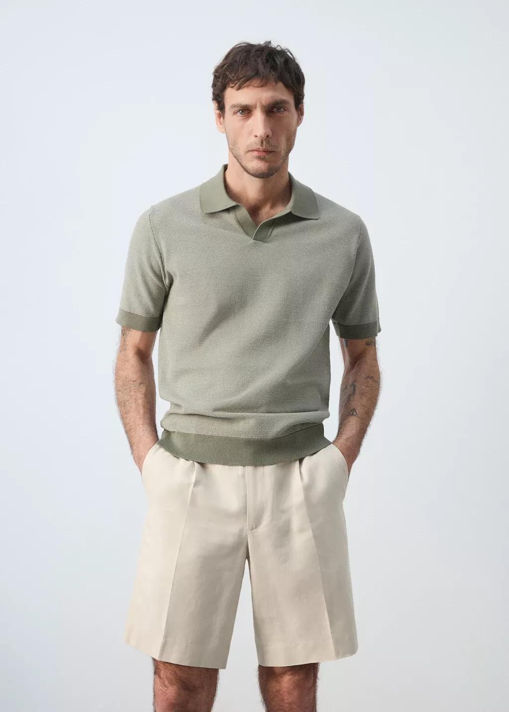 Green 100% Cotton Jersey Polo Shirt, 0201_48, large image number 3