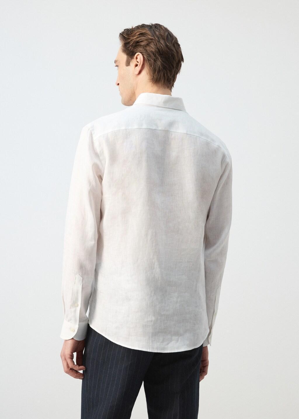 White Regular-Fit 100% Linen Shirt, White, large image number 2
