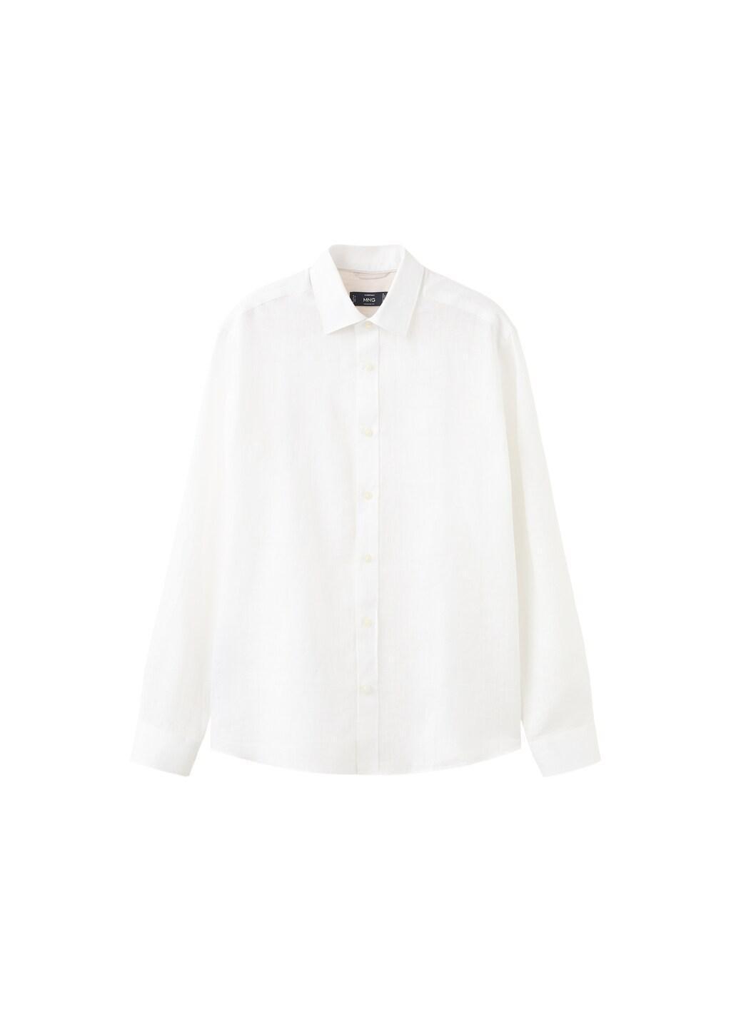 White Regular-Fit 100% Linen Shirt, White, large image number 7