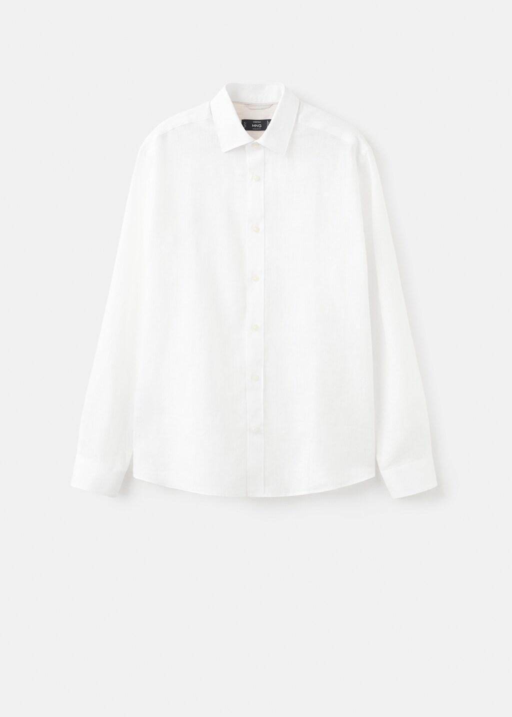 White Regular-Fit 100% Linen Shirt, White, large image number 8