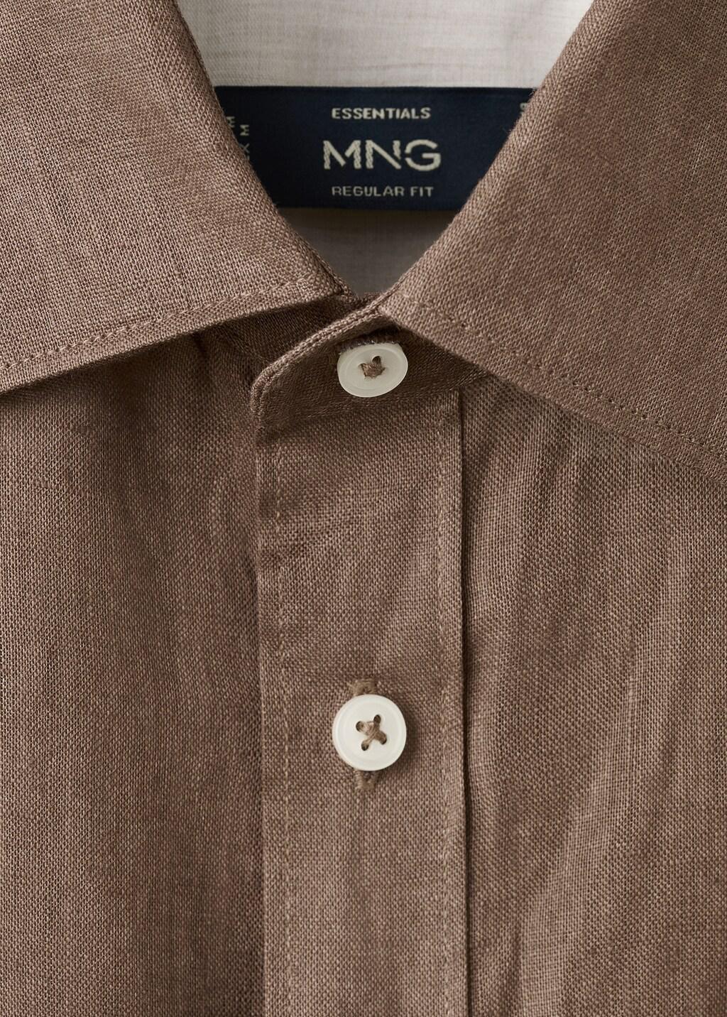 Brown Regular-Fit 100% Linen Shirt, Dark Brown, medium