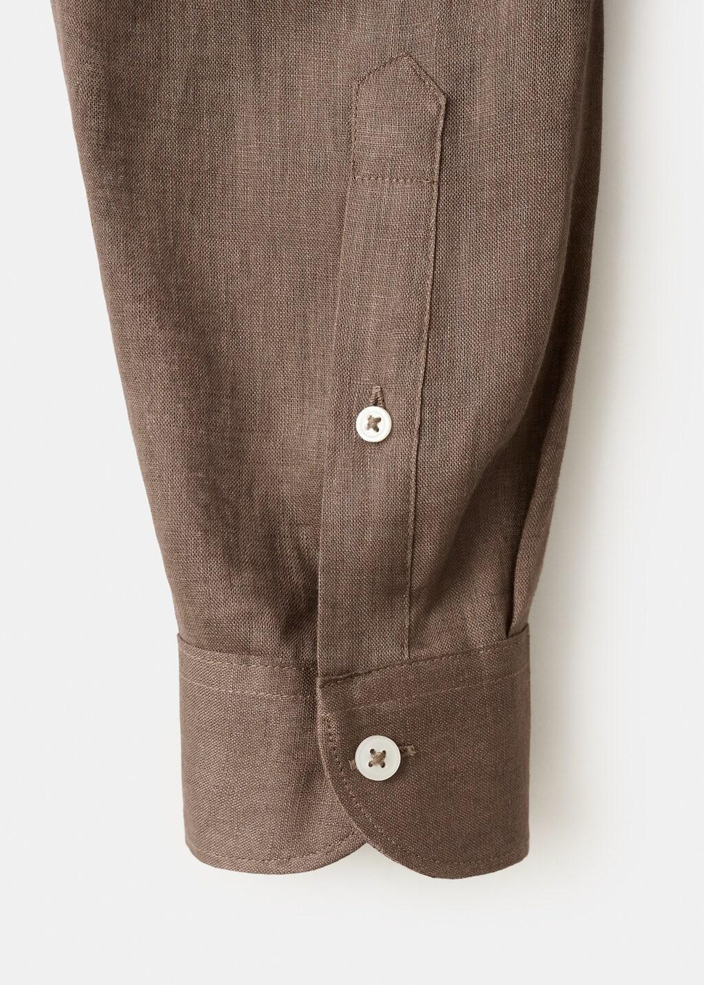 Brown Regular-Fit 100% Linen Shirt, Dark Brown, large image number 5