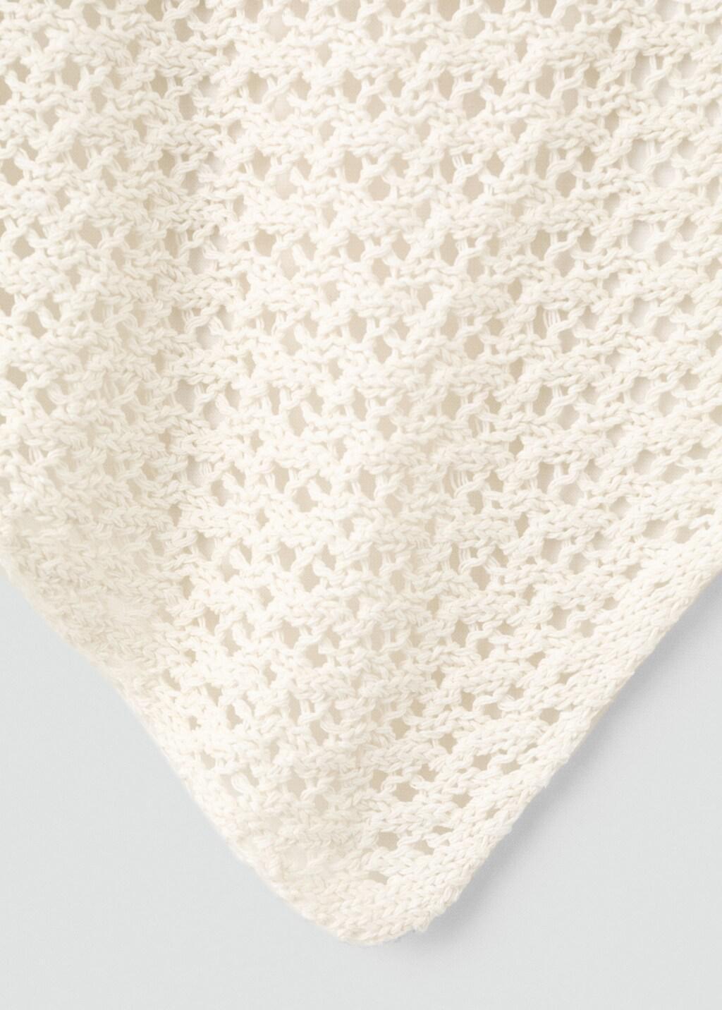 Beige Openwork Knit Shawl, Light Beige, large image number 0