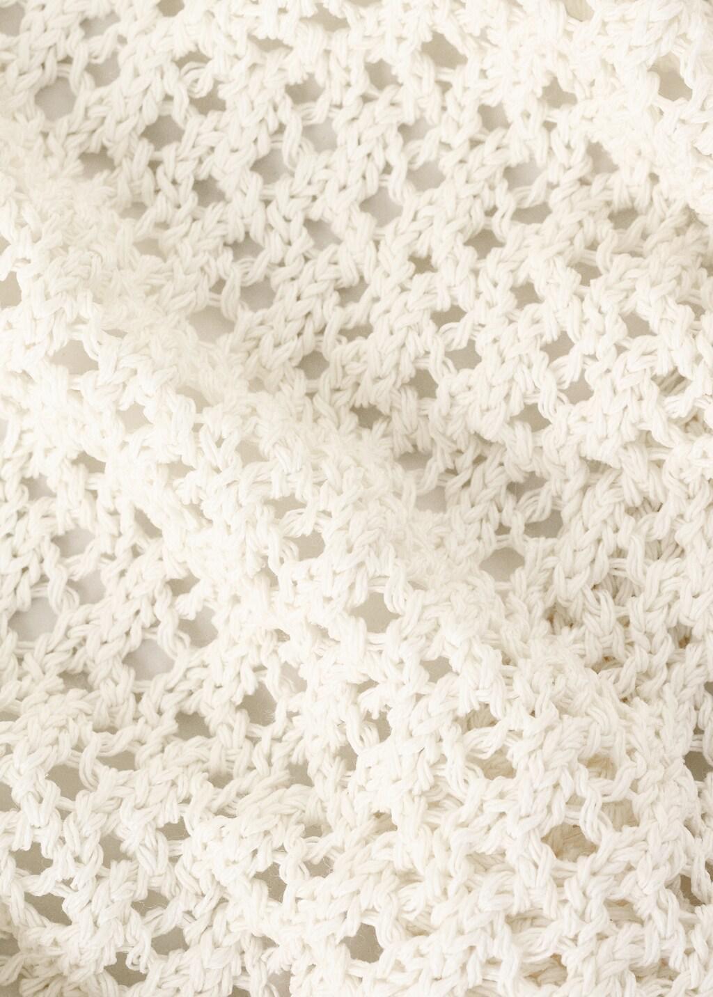 Beige Openwork Knit Shawl, Light Beige, large image number 1