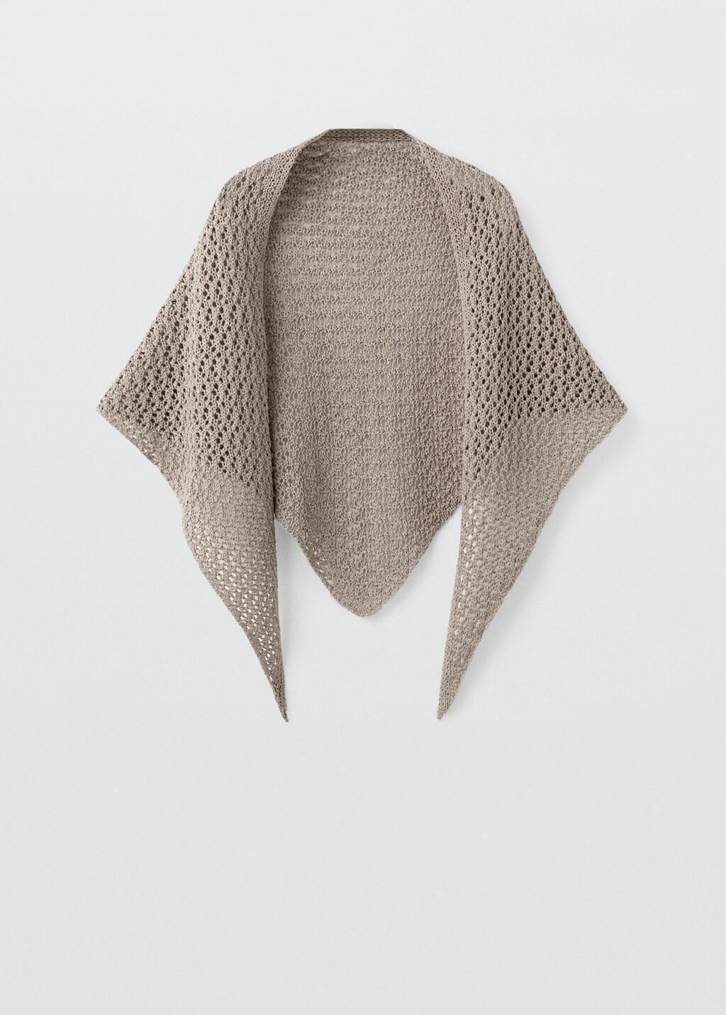 Brown Openwork Knit Shawl, Medium Brown, large image number 3