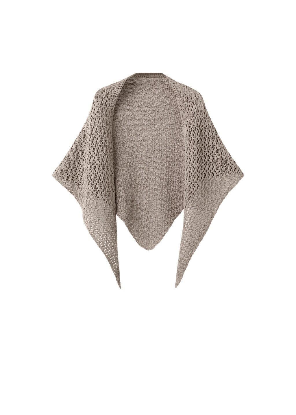 Brown Openwork Knit Shawl, Medium Brown, large image number 3