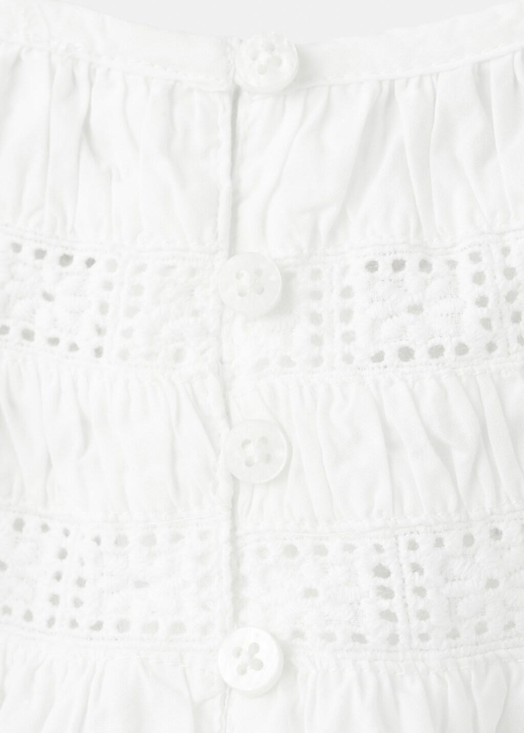 White Cotton Blouse With Openwork Details, Kids Girl, White, large image number 0