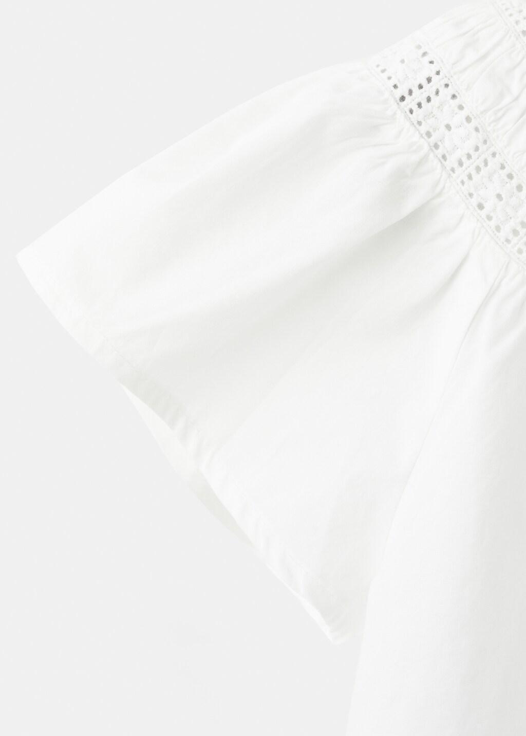 White Cotton Blouse With Openwork Details, Kids Girl, White, large image number 3