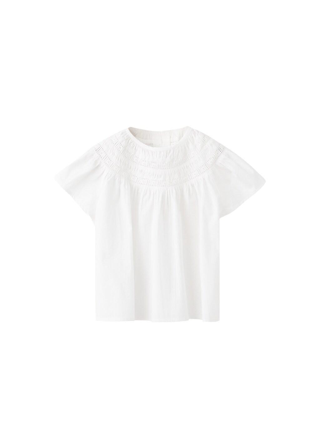 White Cotton Blouse With Openwork Details, Kids Girl, White, large image number 4