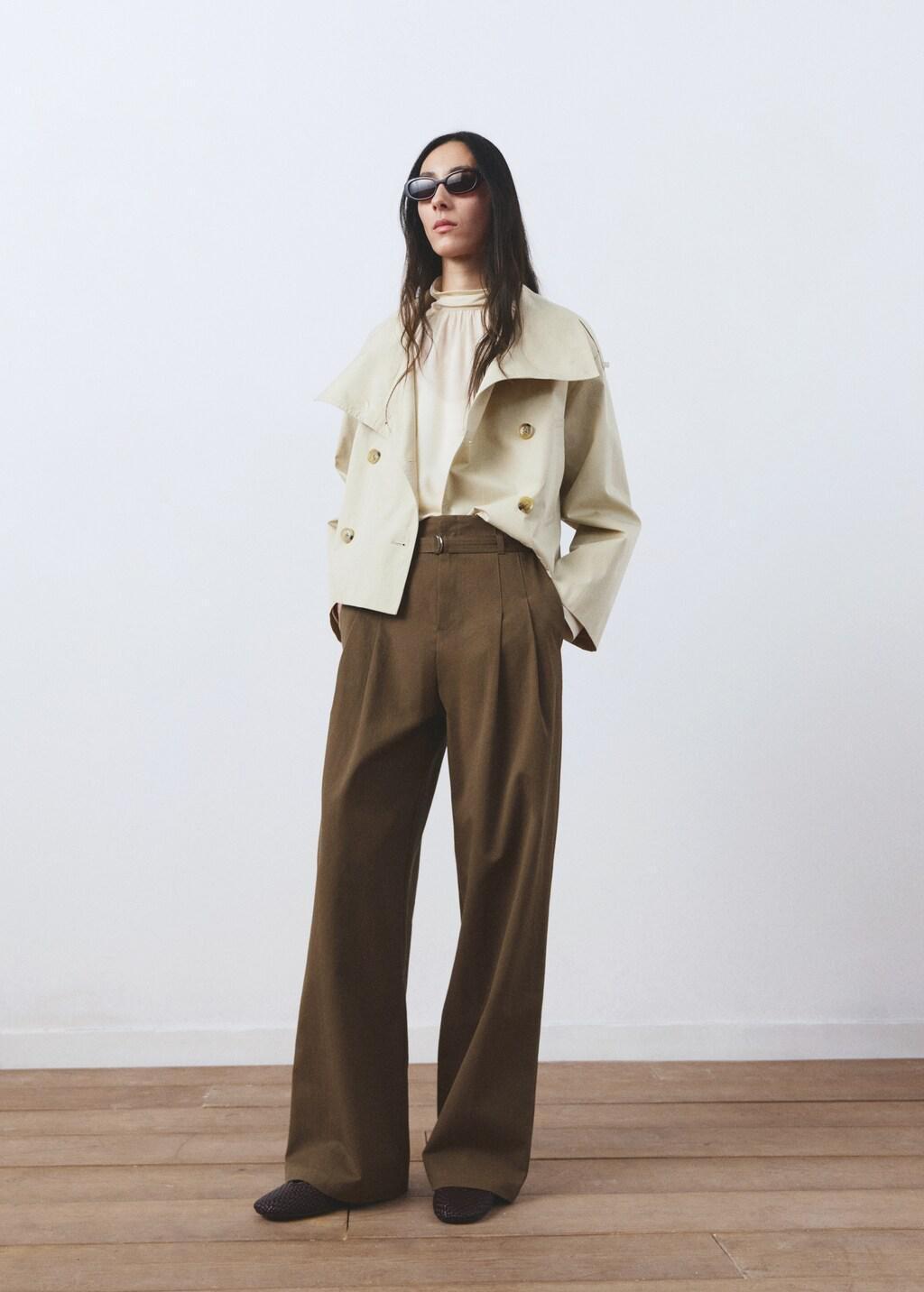 Khaki Trousers With Belt Loops, Beige - Khaki, large image number 0
