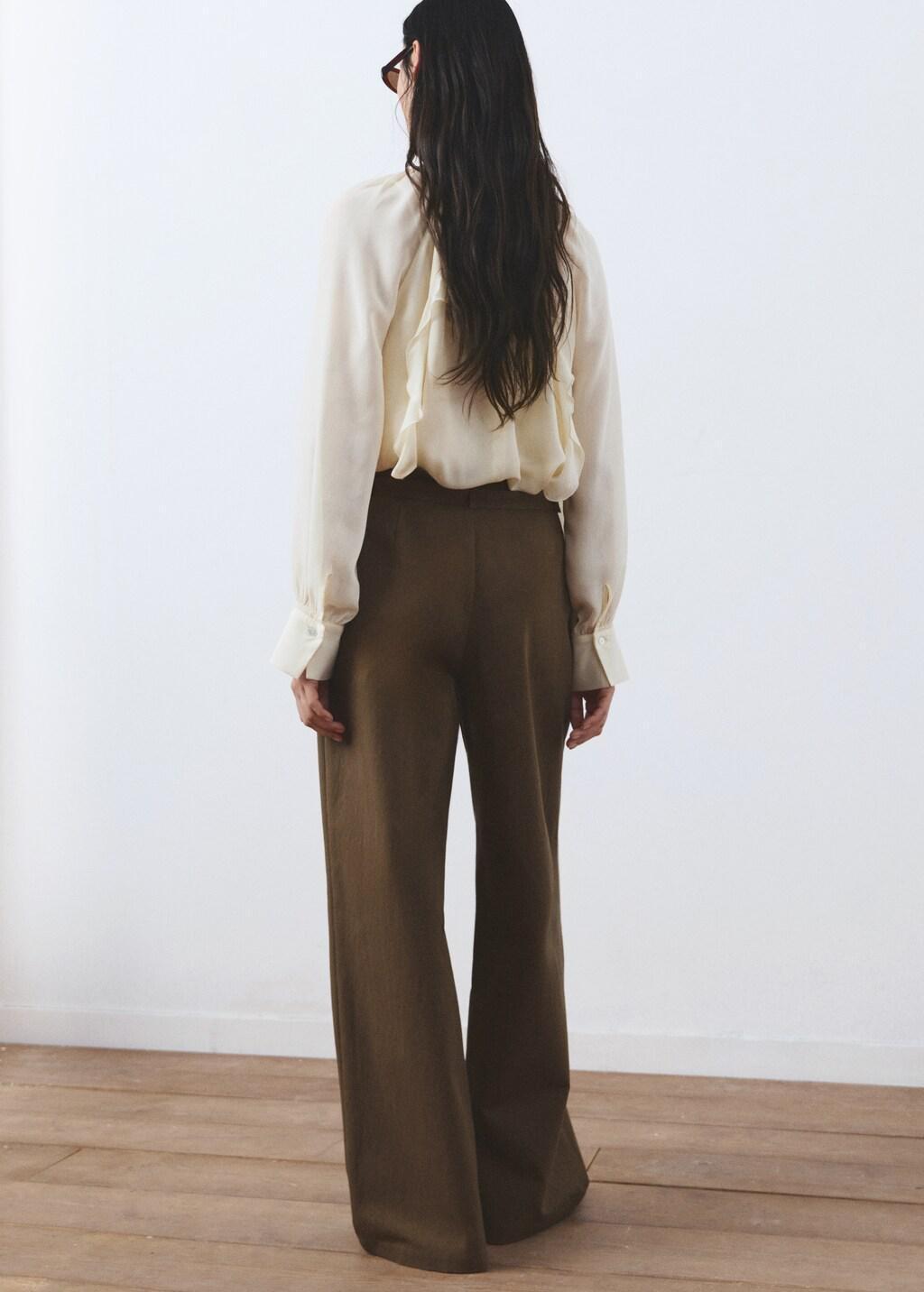 Khaki Trousers With Belt Loops, Beige - Khaki, large image number 2