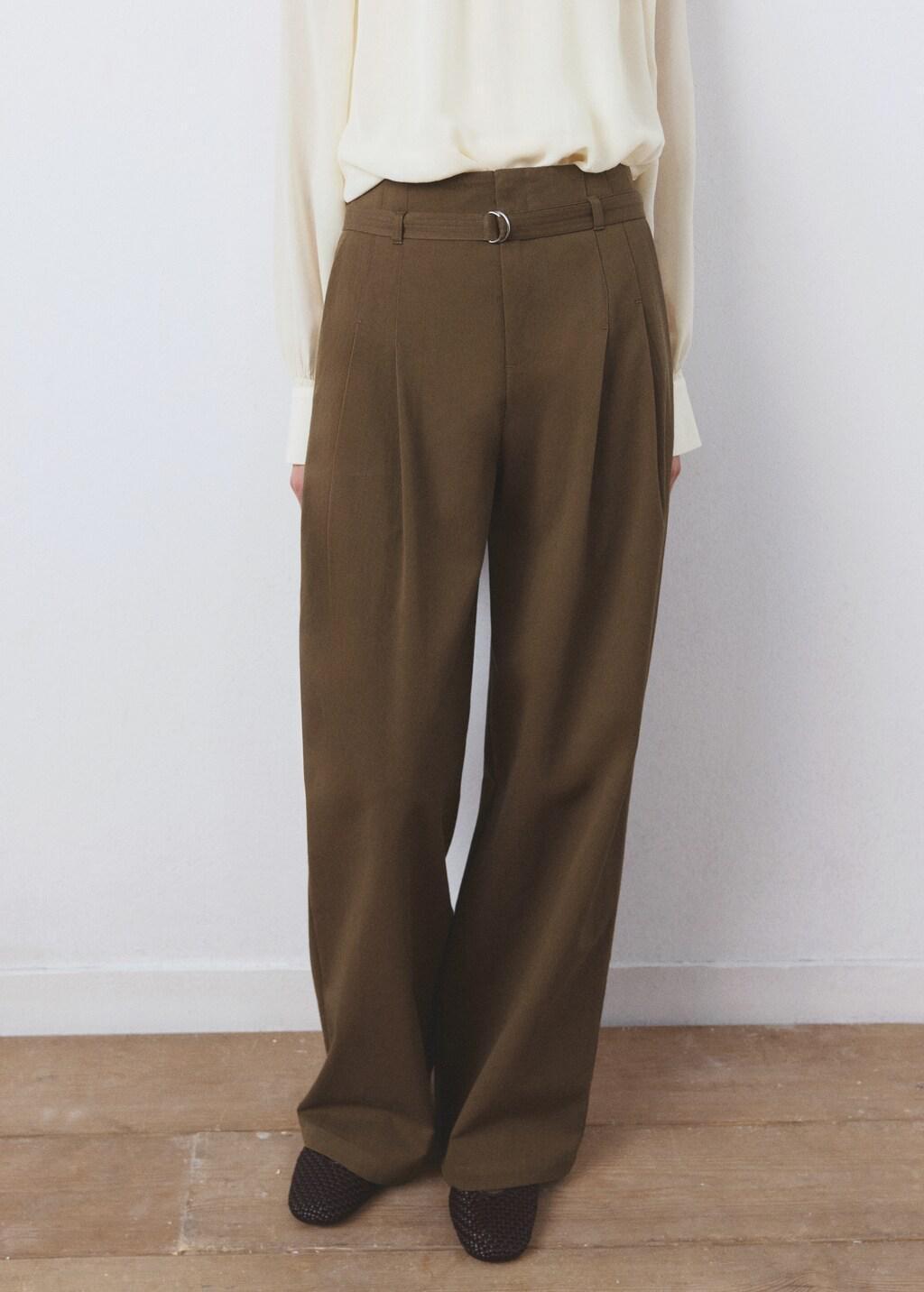 Khaki Trousers With Belt Loops, Beige - Khaki, large image number 3
