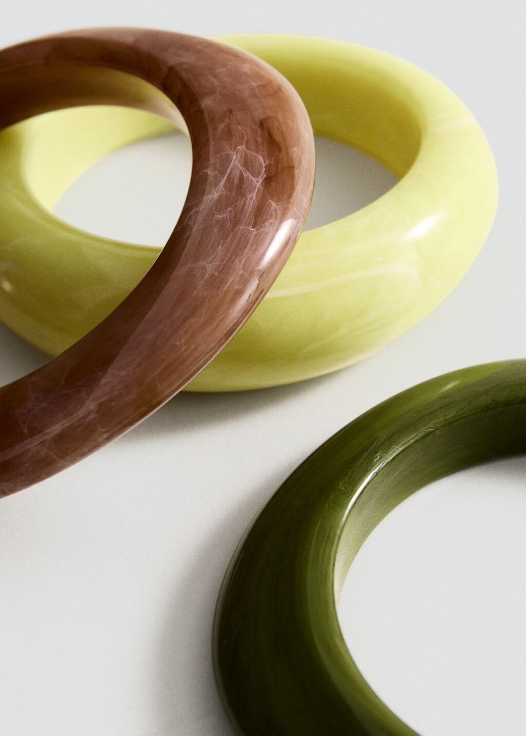 Green Combined Volume Maxi Bracelets, Set Of 3, Green, medium