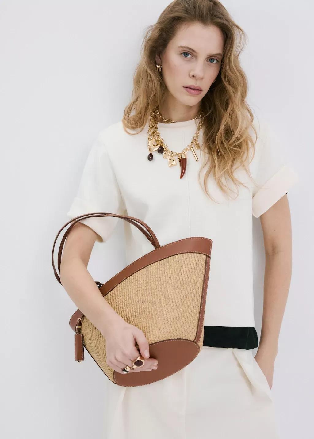 Brown Contrast Canvas Shopper Bag, Medium Brown, large image number 0