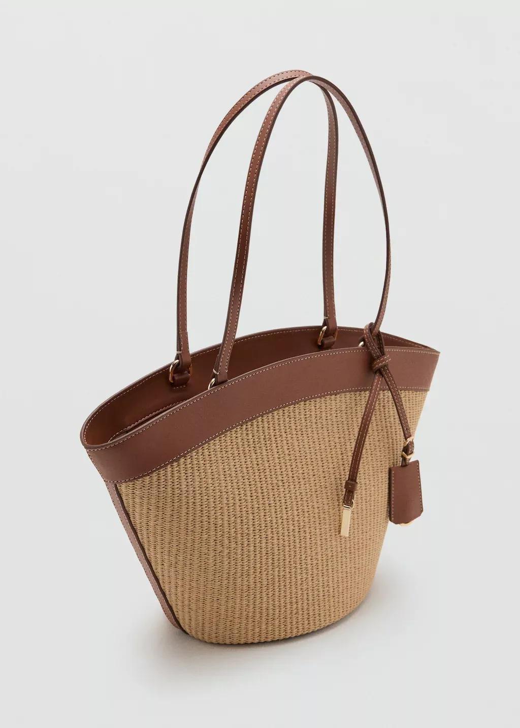 Brown Contrast Canvas Shopper Bag, Medium Brown, large image number 1