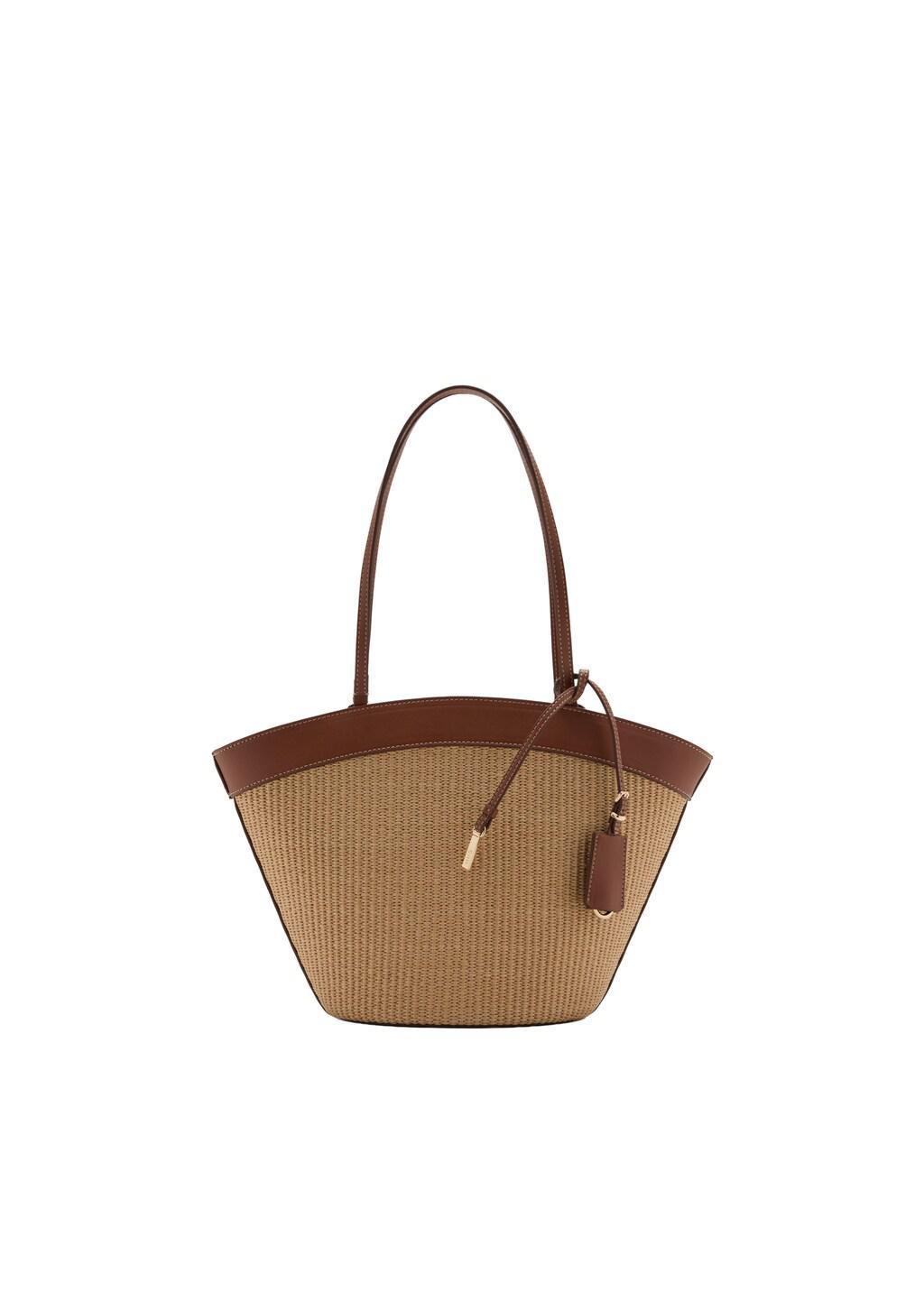 Brown Contrast Canvas Shopper Bag, Medium Brown, large image number 3