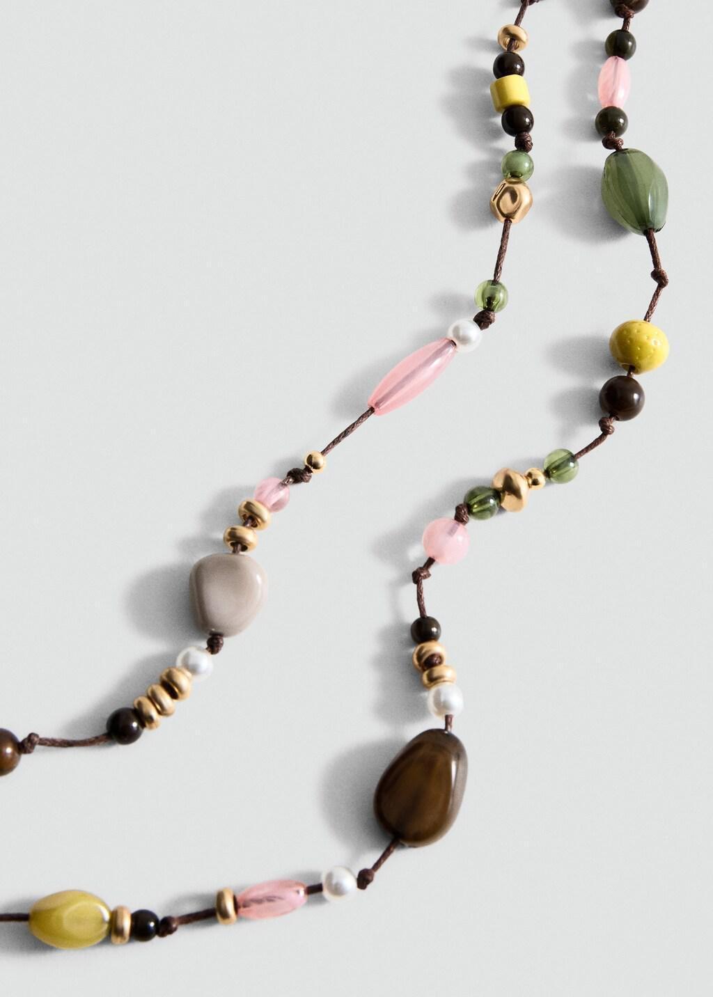 Green Double Beaded Necklace, Green, medium