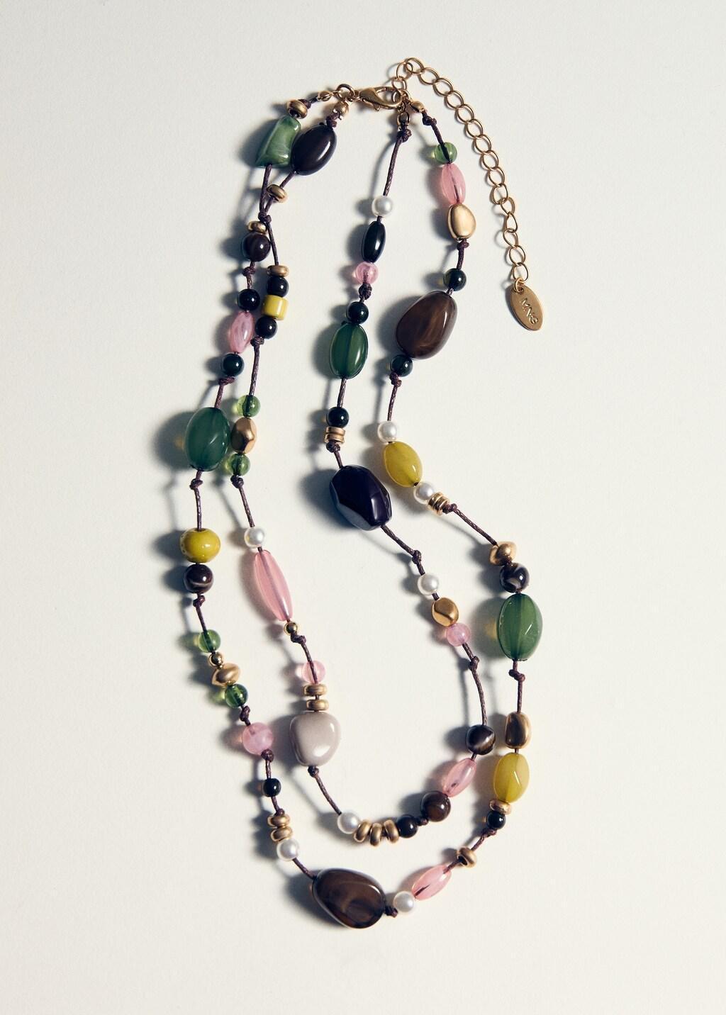 Green Double Beaded Necklace, Green, large image number 3