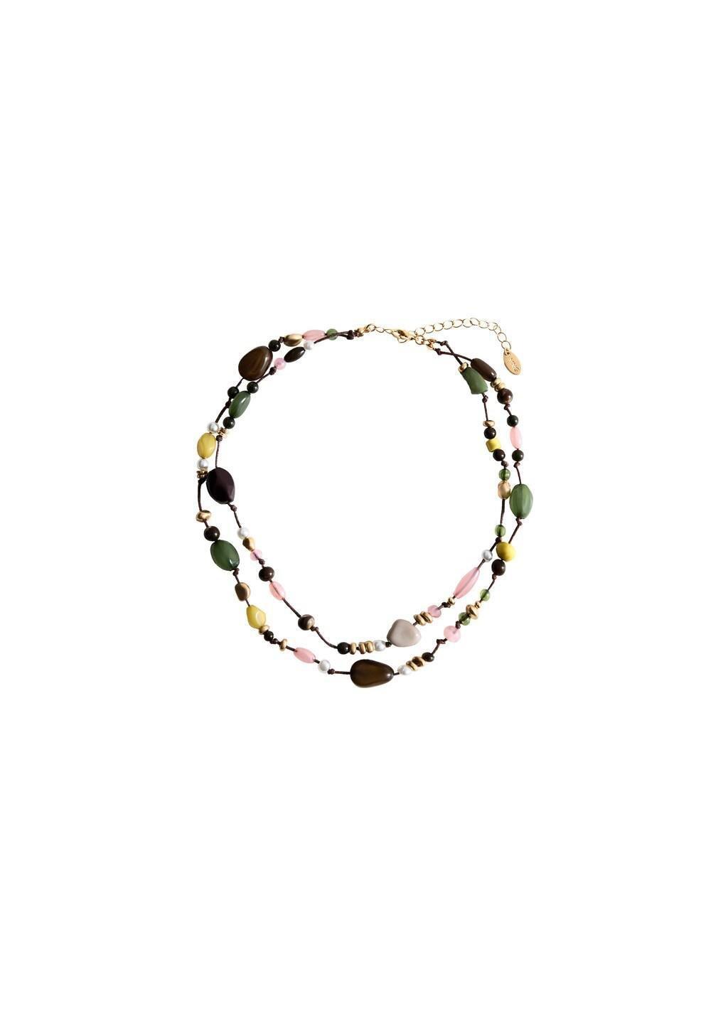 Green Double Beaded Necklace, Green, large image number 4