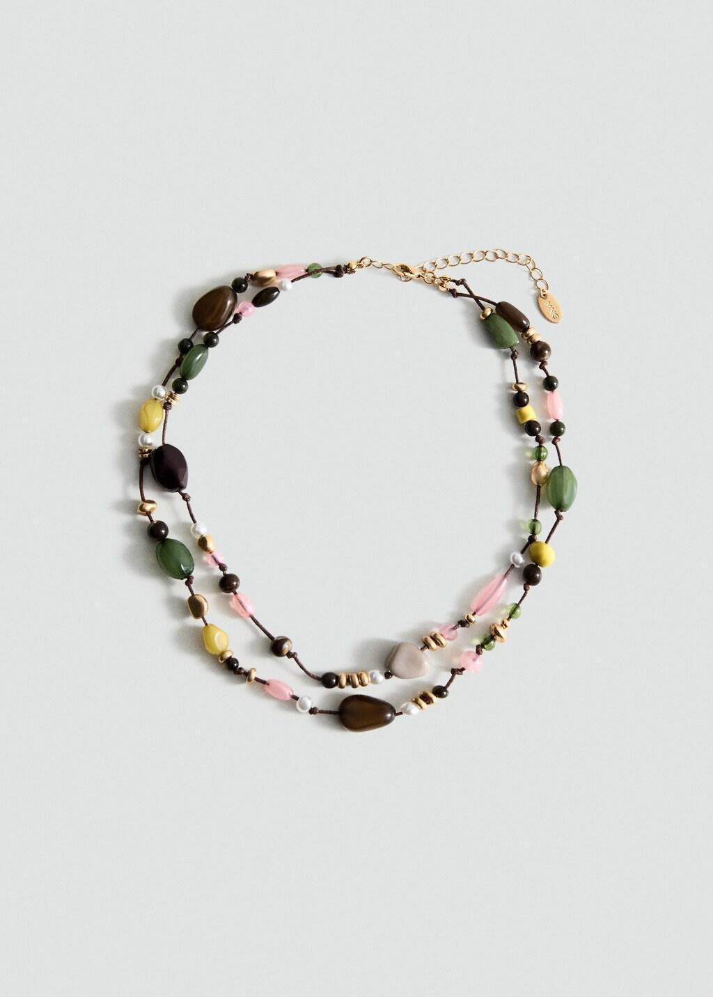 Green Double Beaded Necklace, Green, large image number 5