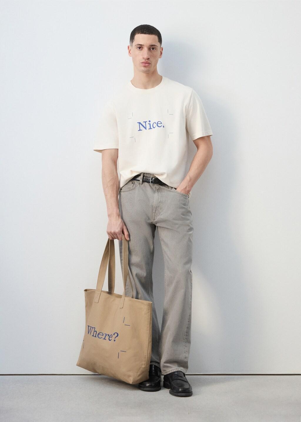 Beige 100% Cotton Canvas Tote Bag, Light Beige, medium