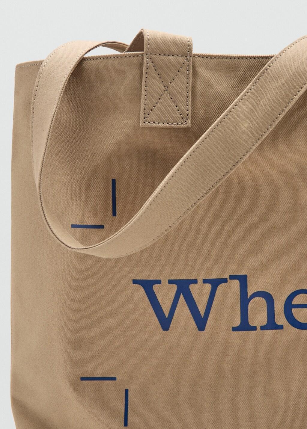 Beige 100% Cotton Canvas Tote Bag, 0201_08, large image number 2