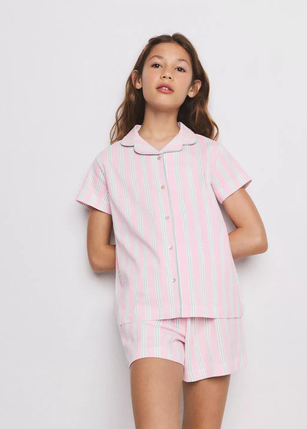 Purple Lt Pastel Striped Short Pyjamas, Kids Girl, Light-Pastel Purple, large image number 3