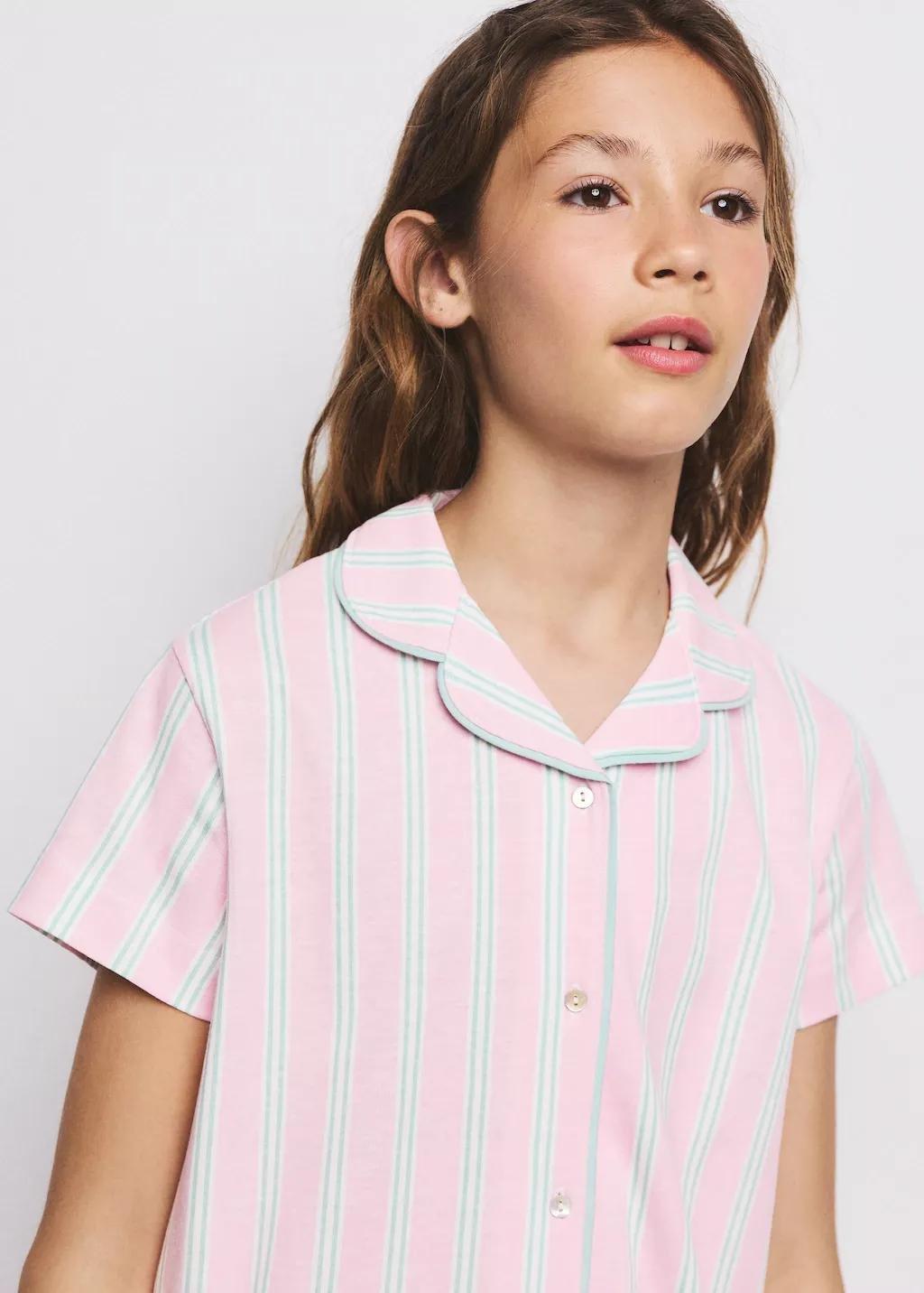 Purple Lt Pastel Striped Short Pyjamas, Kids Girl, Light-Pastel Purple, large image number 4