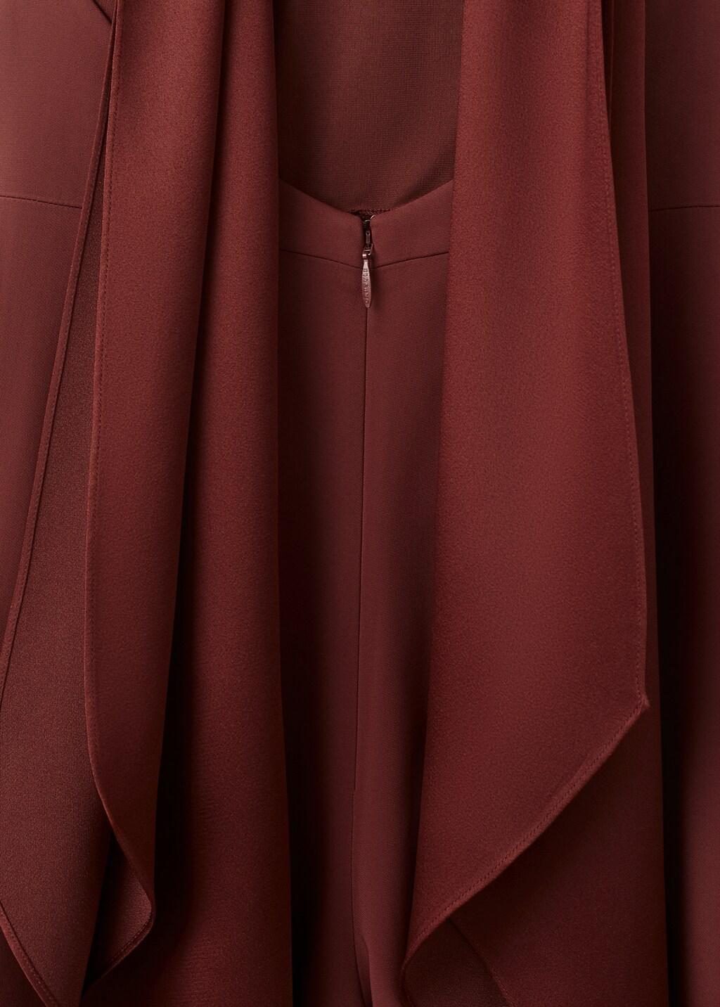 Orange Halter Neck Jumpsuit With Combined Detailing, Medium Orange, medium