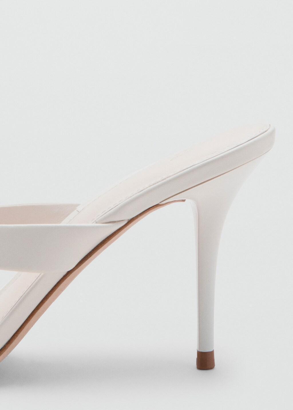 White Heeled Leather Sandals With Straps, White, large image number 2