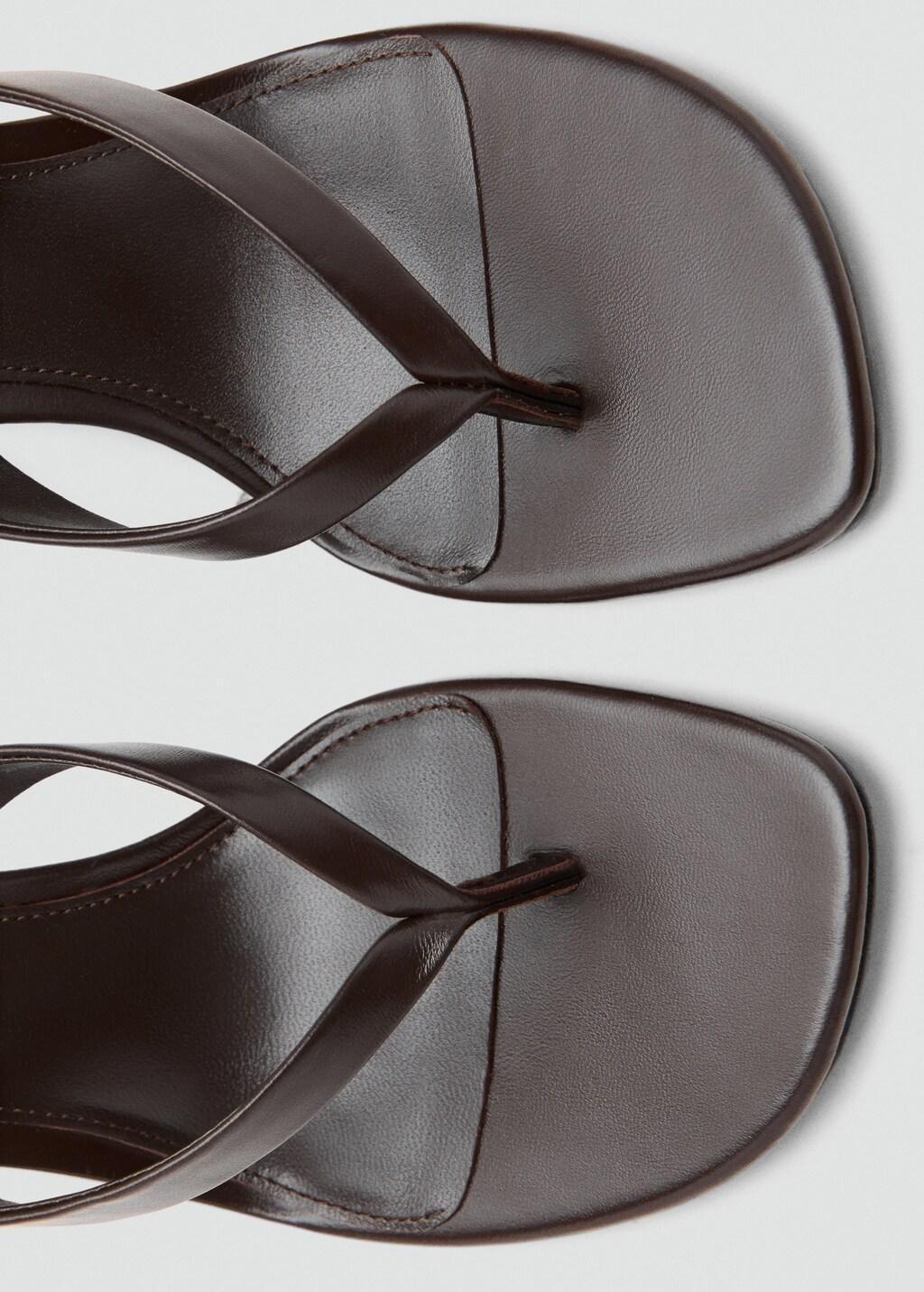 Brown Heeled Leather Sandals With Straps, Dark Brown, large image number 2