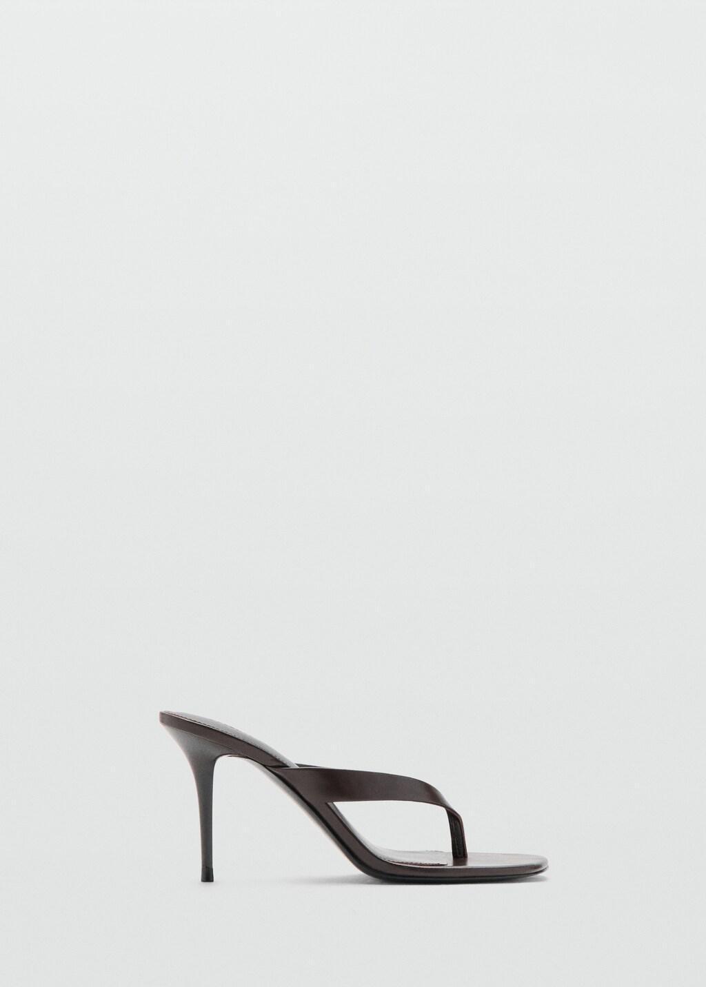 Brown Heeled Leather Sandals With Straps, Dark Brown, large image number 4