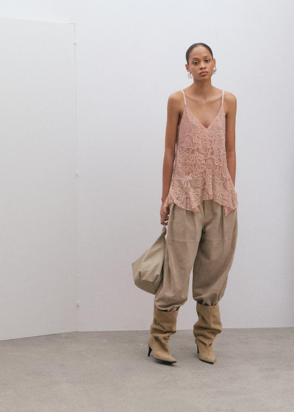 Pink Lt Pastel Ruffles Lace Top, Light-Pastel Pink, large image number 0