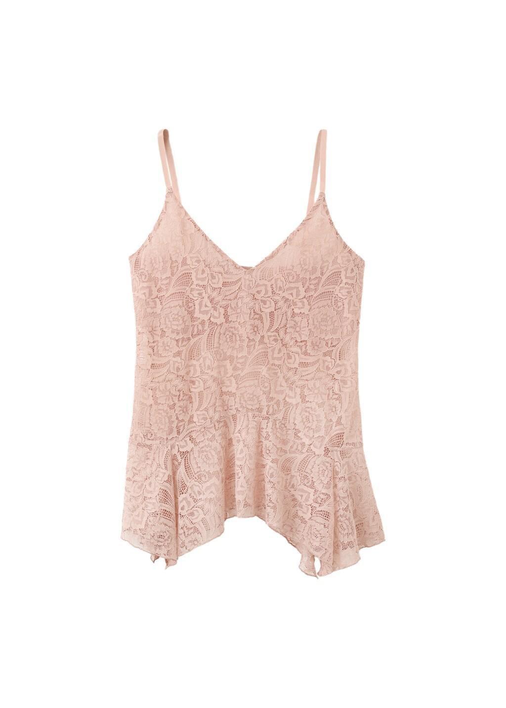 Pink Lt Pastel Ruffles Lace Top, Light-Pastel Pink, large image number 6