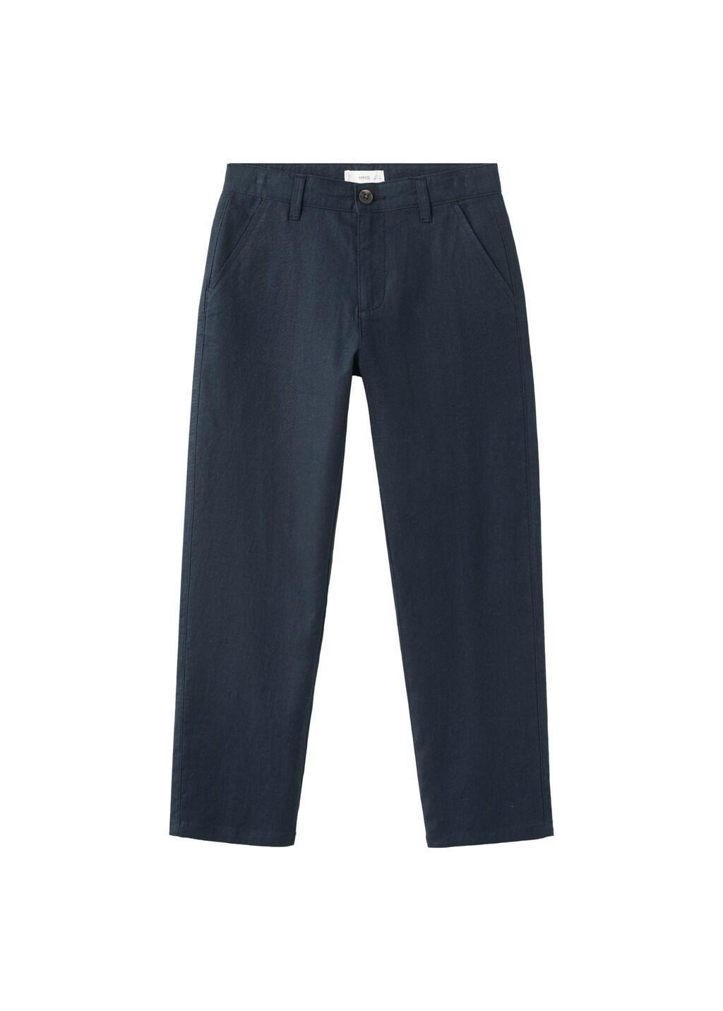 NAVY Straight linen-blend trousers, Kids Boy, Navy, large image number 4