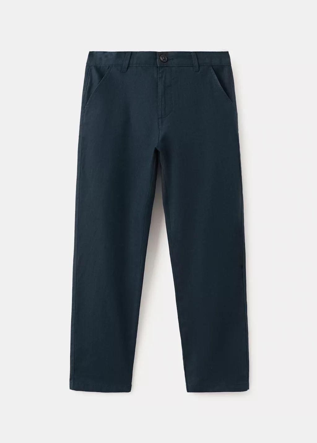 NAVY Straight linen-blend trousers, Kids Boy, Navy, large image number 5