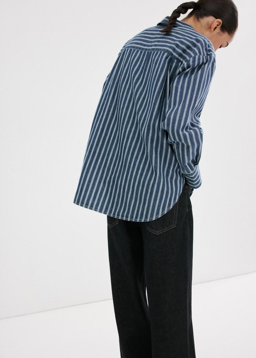 Blue Striped Denim Shirt, Medium Blue, medium
